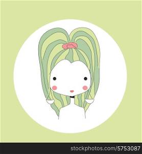 Horoscope Libra sign, girl head, vector illustration