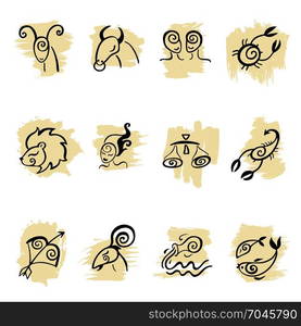 Horoscope. Twelve symbols of the zodiac signs.. Horoscope Zodiac Star signs, vector set.