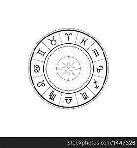 Horoscope zodiac signs. Astrological vector symbols out lines. Simple set of outline icons in a circle.