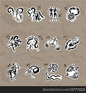Horoscope Zodiac Star signs, vector set. Hand drawn illustration.