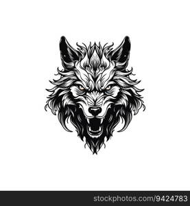 horror black wolf head vector illustration
