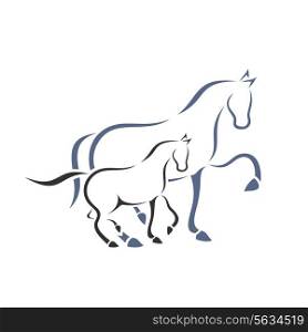 Horse and foal. A vector illustration