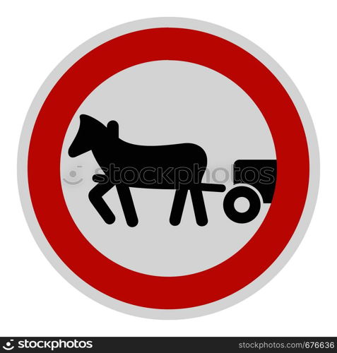 Horse cart is prohibited icon. Flat illustration of horse cart is prohibited vector icon for web.. Horse cart is prohibited icon, flat style.