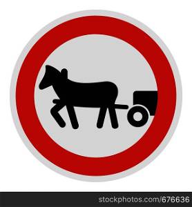 Horse cart is prohibited icon. Flat illustration of horse cart is prohibited vector icon for web.. Horse cart is prohibited icon, flat style.
