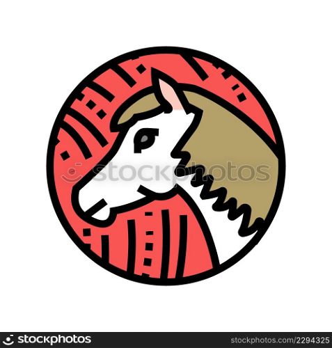 horse chinese horoscope animal color icon vector. horse chinese horoscope animal sign. isolated symbol illustration. horse chinese horoscope animal color icon vector illustration