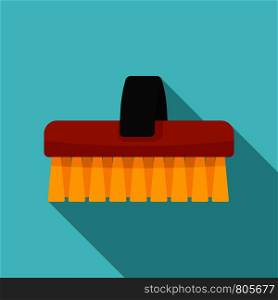 Horse clean brush icon. Flat illustration of horse clean brush vector icon for web design. Horse clean brush icon, flat style