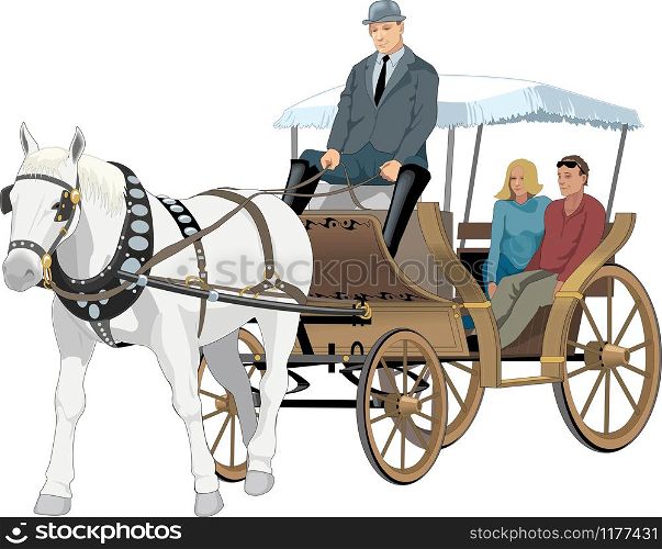 Horse Drawn Carriage Vector Illustration