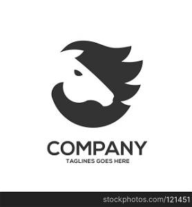 Horse head graphic logo template, vector horse head illustration on white background