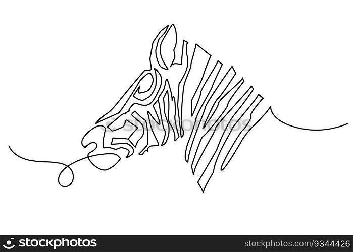 Horse head one line. Continuous line drawing of horse head. Vector illustration. EPS 10.