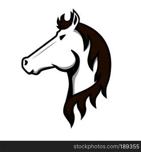 Horse head sign on white background. Design element for logo, label, emblem, poster, t shirt. Vector image