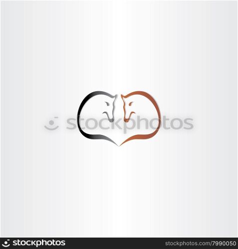 horse heart shape logo love icon vector emblem