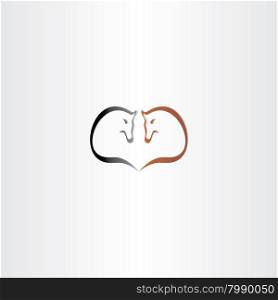 horse heart shape logo love icon vector emblem