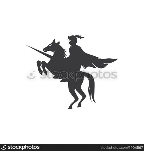Horse knight hero logo vector design