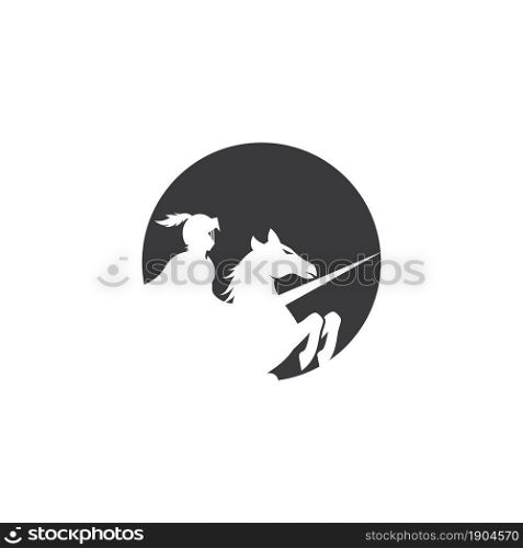 Horse knight hero logo vector design