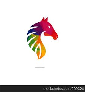 Horse logo design. Stylish graphic template design for company farm race.