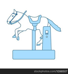 Horse Machine Icon. Thin Line With Blue Fill Design. Vector Illustration.