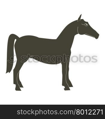 Horse profile silhouette standing with simplified details