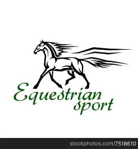 Horse racing and gambling symbol for equestrian sport design with galloping horse of a thoroughbred breed in simple geometric style. Galloping horse for racing sport design