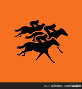 Horse ride icon. Orange background with black. Vector illustration.