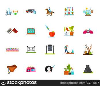 Horse riding and farming icons set. Can be used for topics like hippodrome, horticulture, gardening, planting
