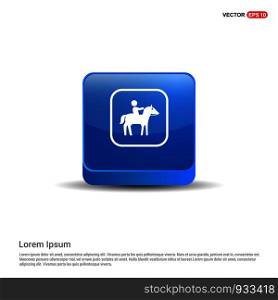Horse Riding Icon - 3d Blue Button.