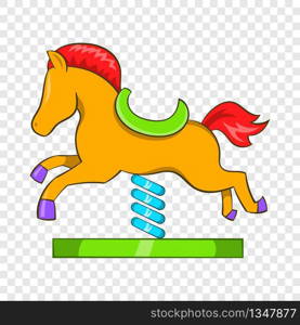 Horse spring see saw icon in cartoon style on a background for any web design . Horse spring see saw icon, cartoon style