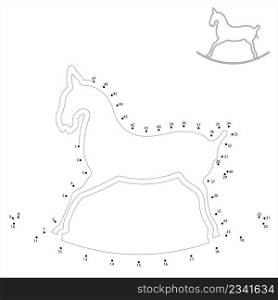 Horse Toy Icon Connect The Dots, Animal Toy Icon, Rocking Horse Icon Vector Art Illustration, Puzzle Game Containing A Sequence Of Numbered Dots