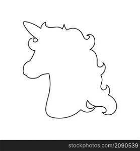 Horse unicorn head. Outline silhouette. Design element. Vector illustration isolated on white background. Template for books, stickers, posters, cards, clothes.