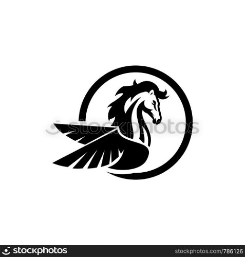 horse with a wing logo template