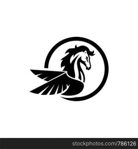 horse with a wing logo template