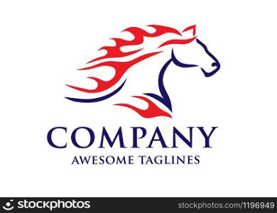 Horse with Fire logo concept vector template,Fast Speed Horse Logo Design Vector