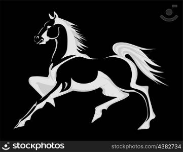 horse3. Silhouette of a running horse. A vector illustration