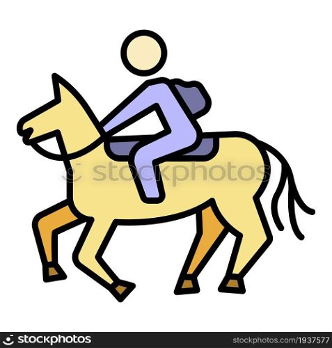Horseback riding icon. Outline horseback riding vector icon color flat isolated. Horseback riding icon color outline vector