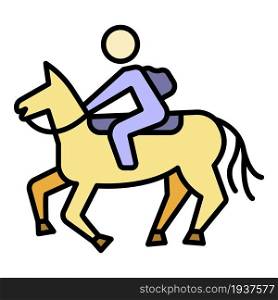 Horseback riding icon. Outline horseback riding vector icon color flat isolated. Horseback riding icon color outline vector
