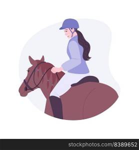 Horseback riding isolated cartoon vector illustrations. Beautiful girl riding a horse in the park, urban lifestyle, recreation day, leisure time outdoors, active pastime vector cartoon.. Horseback riding isolated cartoon vector illustrations.