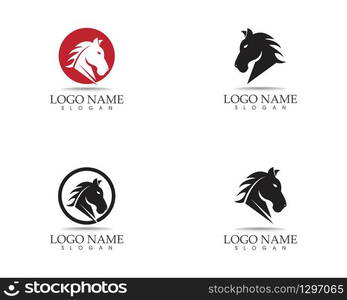 Horses head set logo vector template