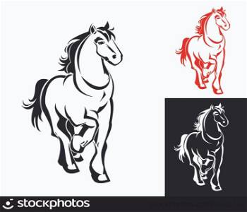 horses on white or black backgrounds