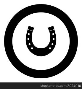 Horseshoe icon black color in circle. Horseshoe icon black color in circle vector illustration isolated