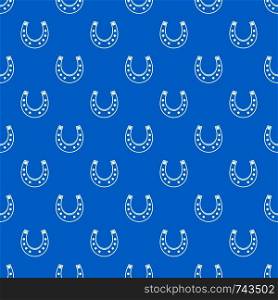 Horseshoe pattern repeat seamless in blue color for any design. Vector geometric illustration. Horseshoe pattern seamless blue