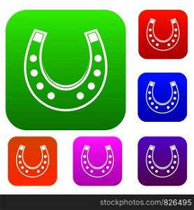 Horseshoe set icon color in flat style isolated on white. Collection sings vector illustration. Horseshoe set color collection