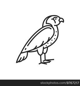 Horus falcon bird isolated outline vector icon, ancient Egyptian monochrome symbol, historical Egypt heritage. Horus falcon bird isolated outline vector icon