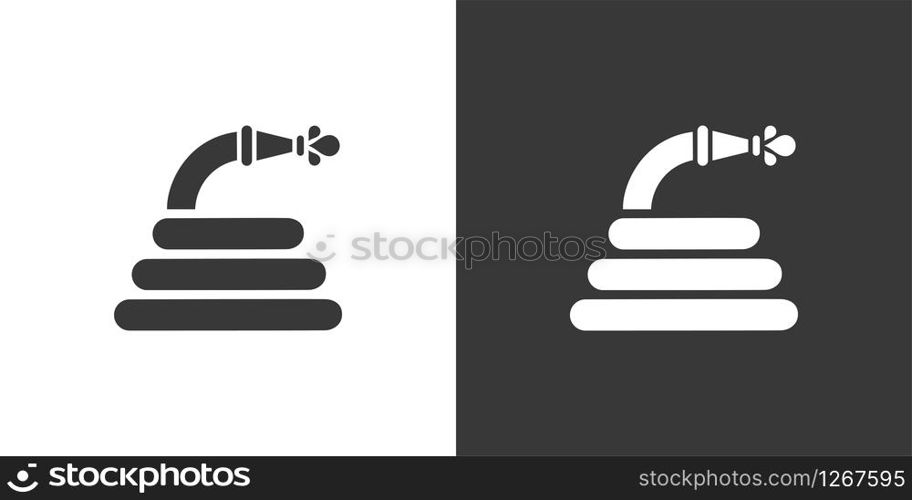 Hose. Isolated icon on black and white background. Gardening glyph vector illustration