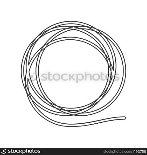 Hose or wire icon coiled in a circle in vector line drawing
