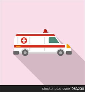 Hospital ambulance icon. Flat illustration of hospital ambulance vector icon for web design. Hospital ambulance icon, flat style