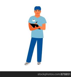 Hospital attendant medical specialist isolated vector illustration on white background. Hospital attendant medical specialist