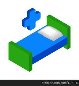 Hospital bed and cross isometric 3d icon for web and mobile devices. Hospital bed and cross isometric 3d icon