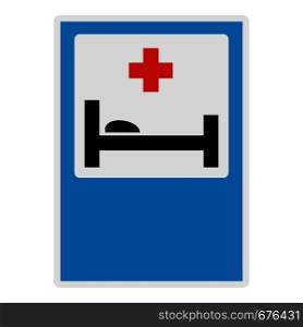 Hospital bed and medical cross icon. Flat illustration of hospital bed and medical cross vector icon for web.. Hospital bed and medical cross icon, flat style.