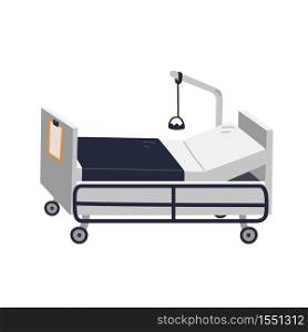 Hospital bed. Empty intensive care unit - medical equipment. Healthcare and treatment in modern clinic Flat style vector illustration on white background. Hospital bed. Empty intensive care unit - medical equipment. Healthcare and treatment in modern clinic Flat style vector illustration on white background.