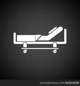Hospital bed icon. Black background with white. Vector illustration.