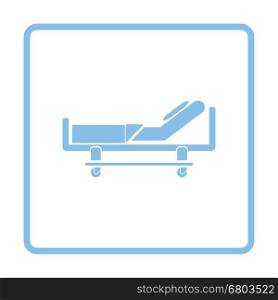Hospital bed icon. Blue frame design. Vector illustration.
